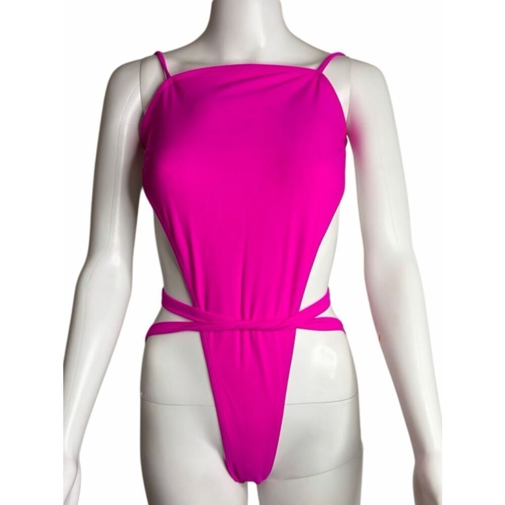 Hot Pink Strappy One-Piece Swimsuit Medium